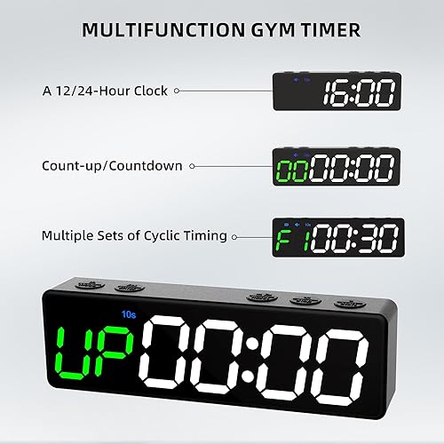 Miniatura 6 de Mini reloj portátil con temporizador de gimnasio, pantalla digital LED grande, imán potente, batería potente, cuenta arribaabajo, cronómetro,
