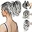 CJL HAIR Claw Clip Short Ponytail Hair Extensions DIY Bendable Metals Messy Bun Hair Piece for Wonen Straight Synthetic Fake Hairpieces Salt and Pepper