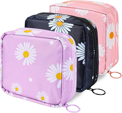 KALIONE Paquete de 3 bolsas de almacenamiento de servilletas sanitarias, bolsa de almacenamiento de almohadillas sanitarias portátiles, bolsas