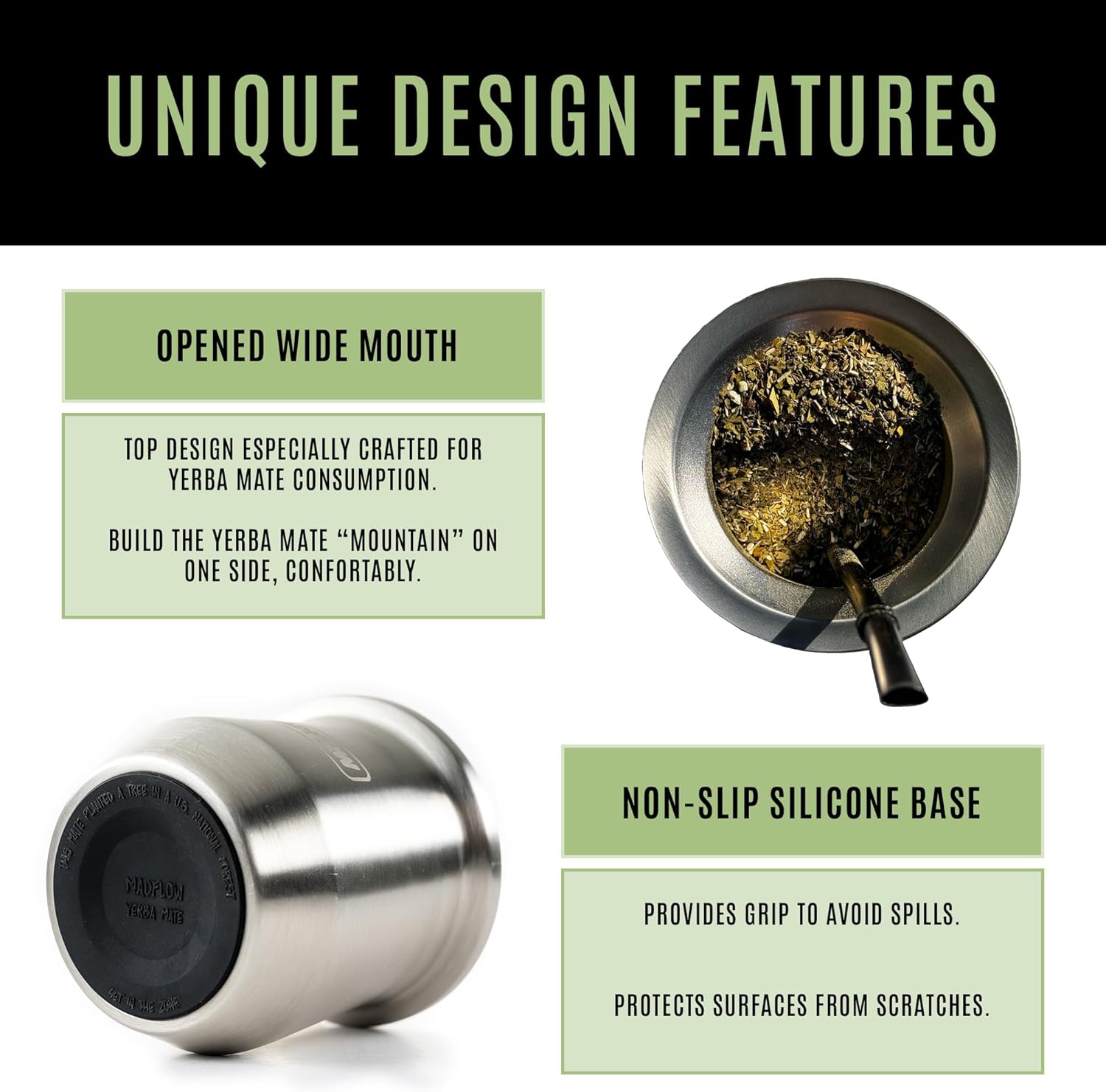 MADFLOW Yerba Mate Cup. Stainless Steel Mate Cup with 2 Bombillas. Double Wall Vacuum Insulated Yerba Mate Gourd. Unique Mate Cup And Bombilla Set - Image 3