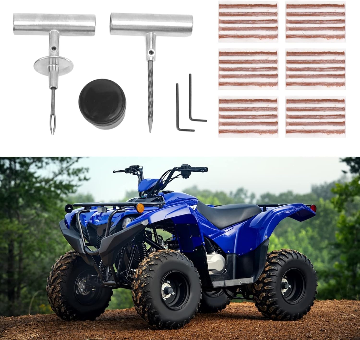 Steel Tire Repair Kit Universal Heavy Duty Emergency Tool Set for Cars Trucks Motorcycles ATVs Flat Tire Plug Puncture Fix