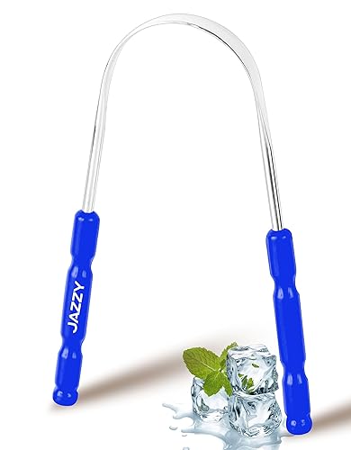 Jazzy - Raspador de lengua para adultos y niños, limpiador de lengua de acero inoxidable para cuidado bucal e higiene, limpiador de lengua para