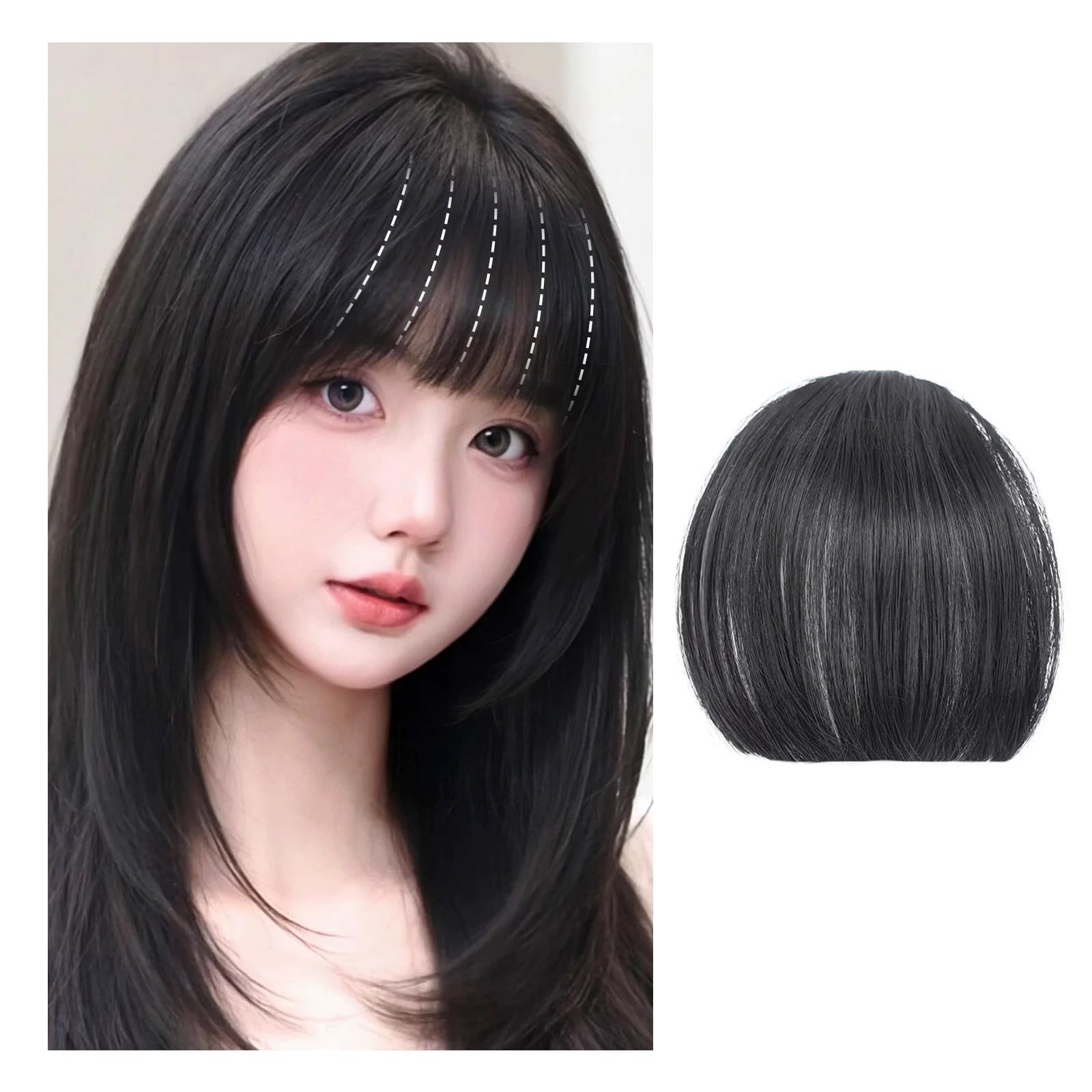Amazon.co.jp: Sedrick 黒髪 前髪 ウィッグ 人毛 ぱっつん レディース