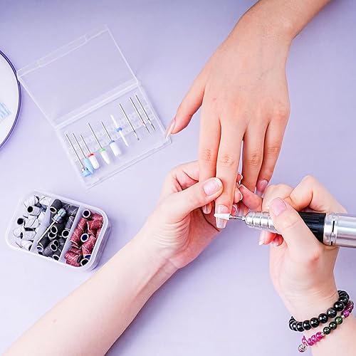 Miniatura 6 de 11 brocas de uñas, 332 brocas de cerámica profesionales para uñas con brocas de cutícula y 75 bandas de lijado de uñas (#80#120#180) para uñas de