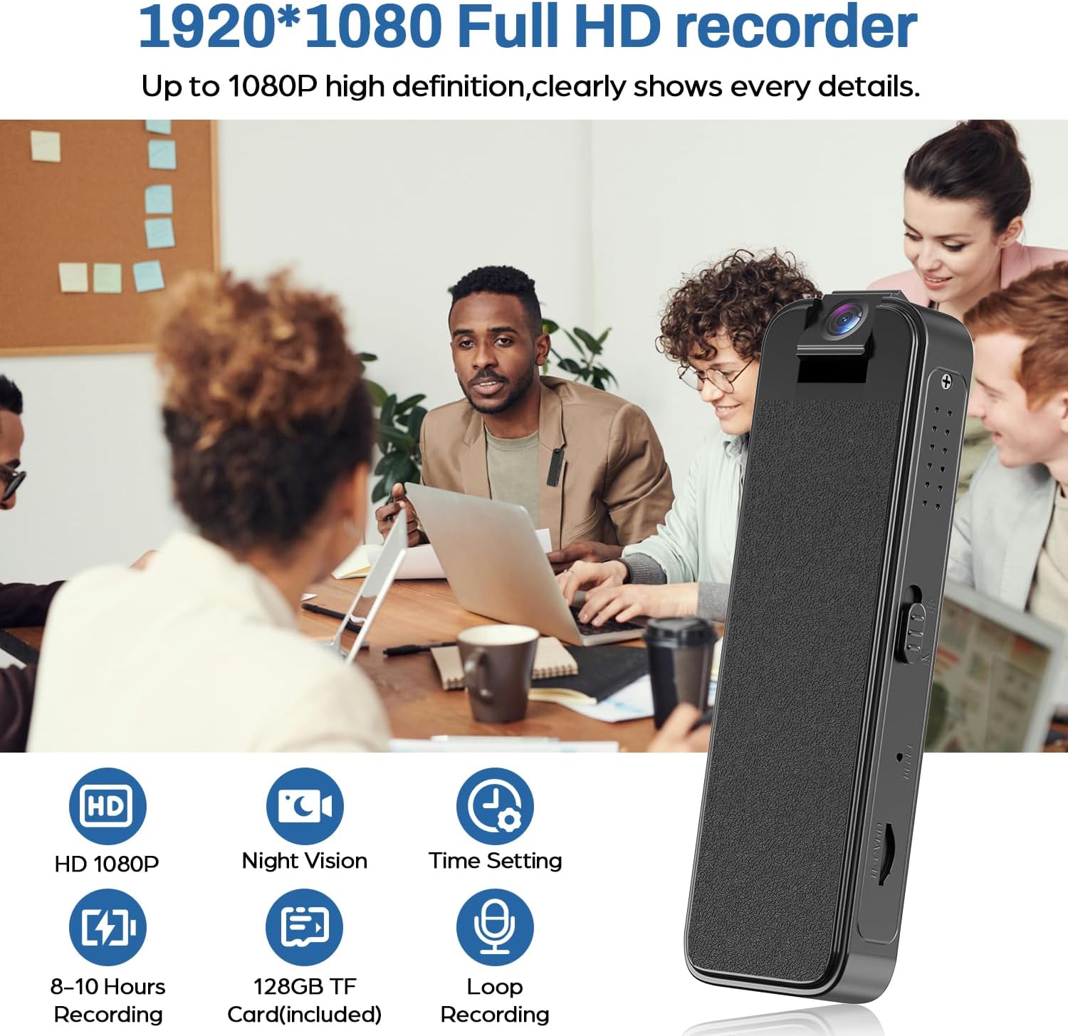 Mini Body Camera,Premium Portable 1080P Small Body Camera with Night Vision and Motion Detection Wearable for Office, Law Enforcement, Security Guard (Built- in 64GB Memory Card) (64GB) - Image 7