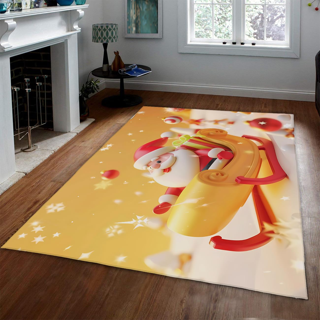 Paillasson Noël Père Noël à poil bas lavable et ultra doux pour intérieur