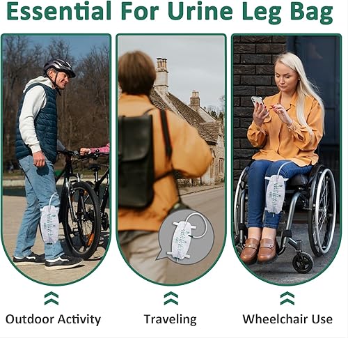 Miniatura 6 de Paquete de 5 bolsas para piernas de 33.8 fl oz con tubo de 18 pulgadas, correas ajustables, fácil drenaje, antirreflujo y diseño a prueba de fugas