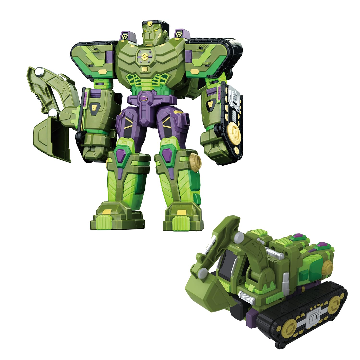 Marvel Hulk Transforming Mech Suit Excavator | Avengers Superhero Action Figure Toy by Comiclyfe | Fully Articulated ABS + PV Collectible | Super Heroes Robot Toy for Kids & Fans (Green Purple)-picture-29