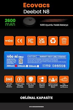 Ecovacs Deebot N8 Uyumlu 2600mAh Robot Süpürge Bataryası - Orijinal Kapasite