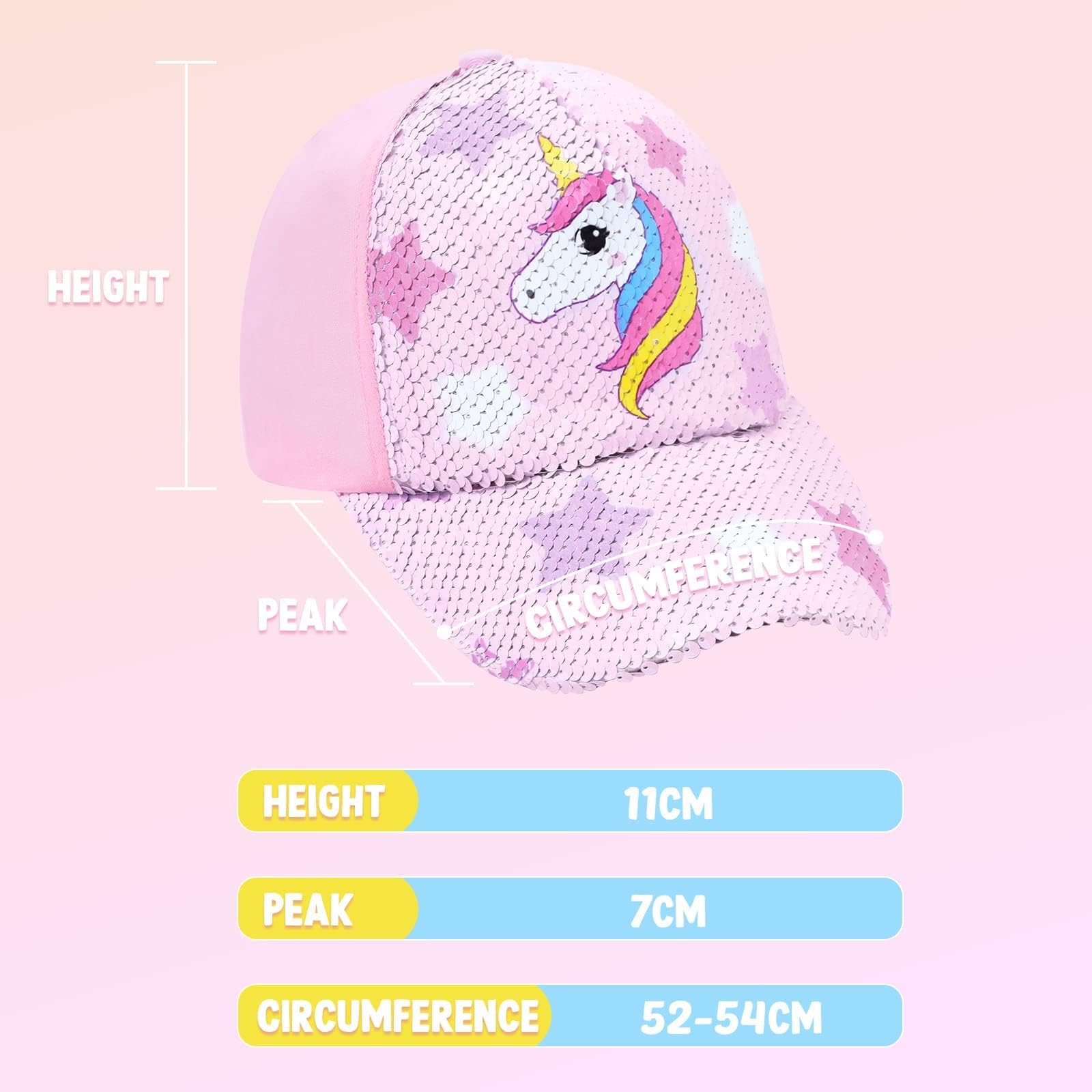WAWSAM Gorra de Béisbol para Niñas Gorra de Camionero para Niños Gorras Ajustables con Visera de Sirena Gorras Informales Transpirables