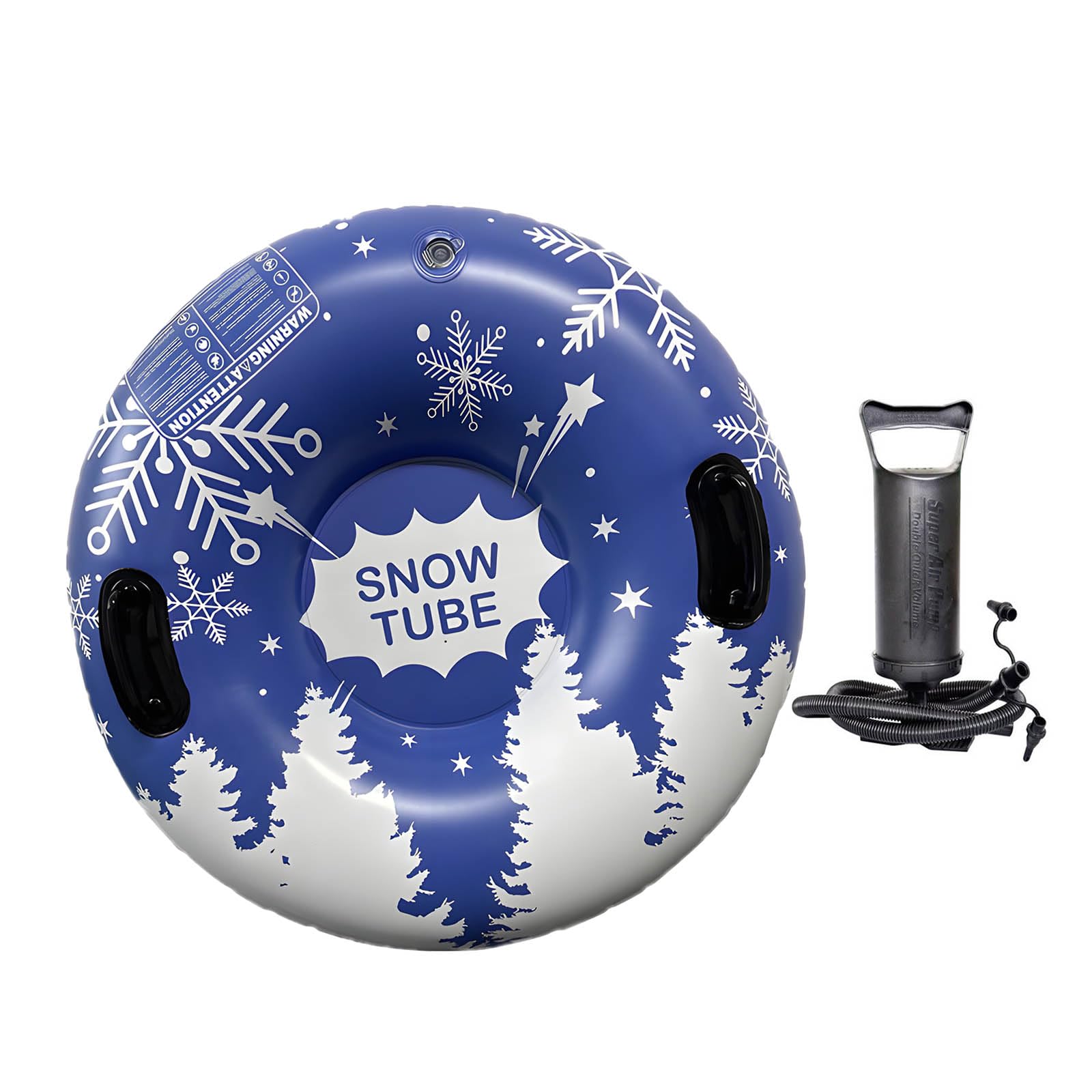 Aufblasbarer Schneeschlauchschlitten mit Griffen, PVC Schlittenschlauch, verdickter Skischlauch, zusammenklappbarer Schneeschlitten, Skizubehör, zusammenklappbar