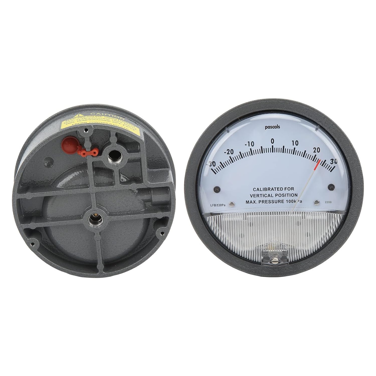 Pointer Pressure Gauge, Differential Pressure Detection Gauge Clean Room HVAC Filter Detection with Pointer Vacuum Components, Pressure and Vacuum Measurement Electrical Equipment for Clean Room