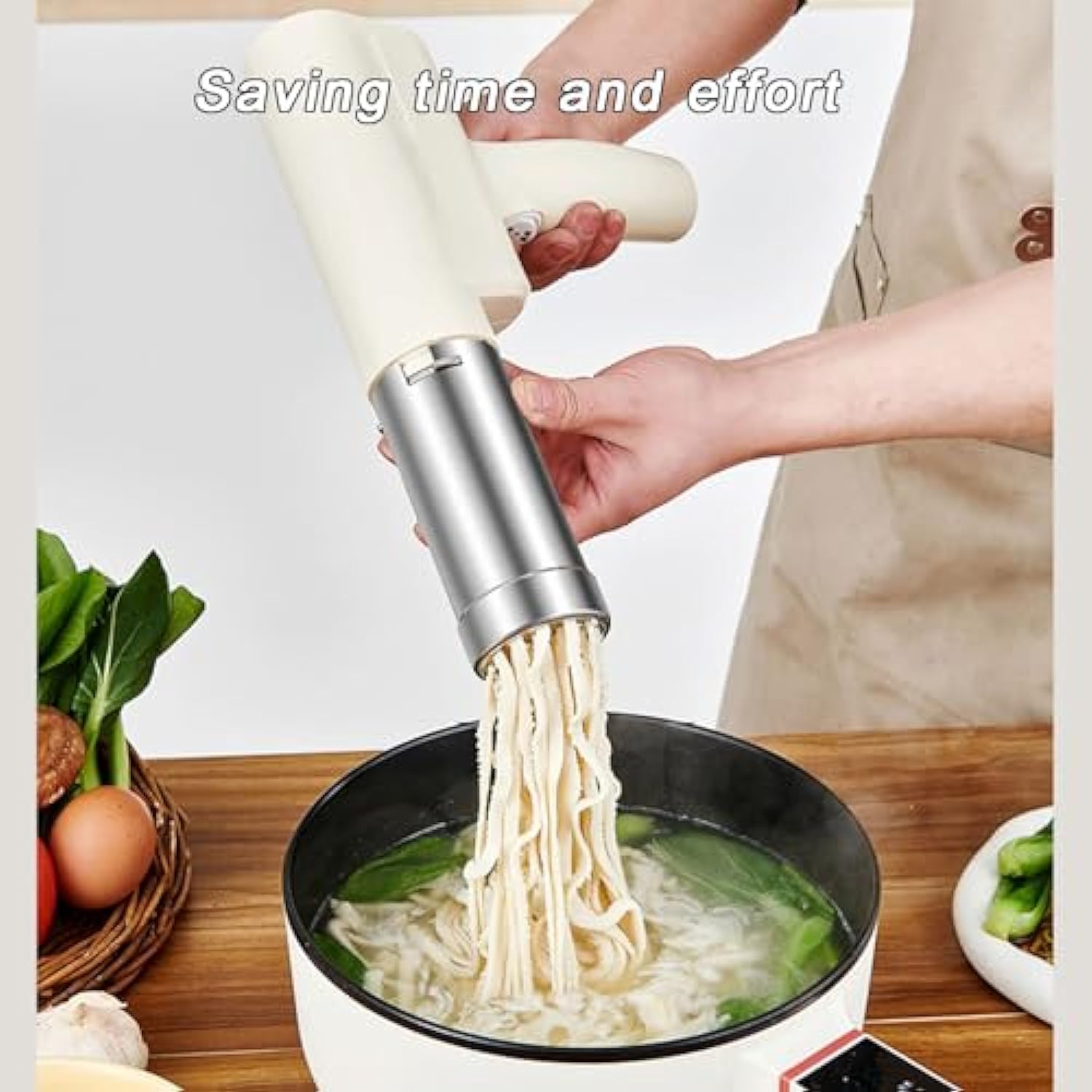 Macchina Per Pasta Portatile Elettrica Ricaricabile - 4 Stampini Inclusi - ABS E Acciaio Inox - Batteria 2000mAh