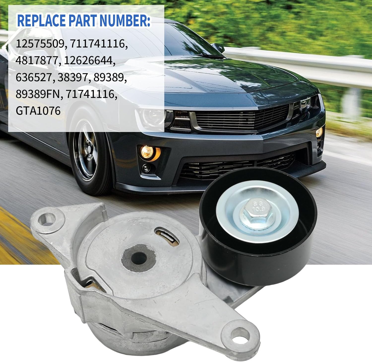 Saihisday 12575509 Belt Tensioner Pulley Assembly Replacement for Chevrolet Equinox Impala Malibu Camaro, for GMC Acadia Terrain, for Cadillac CTS, for Buick Allure, for Pontiac G6, for Saab 9-3