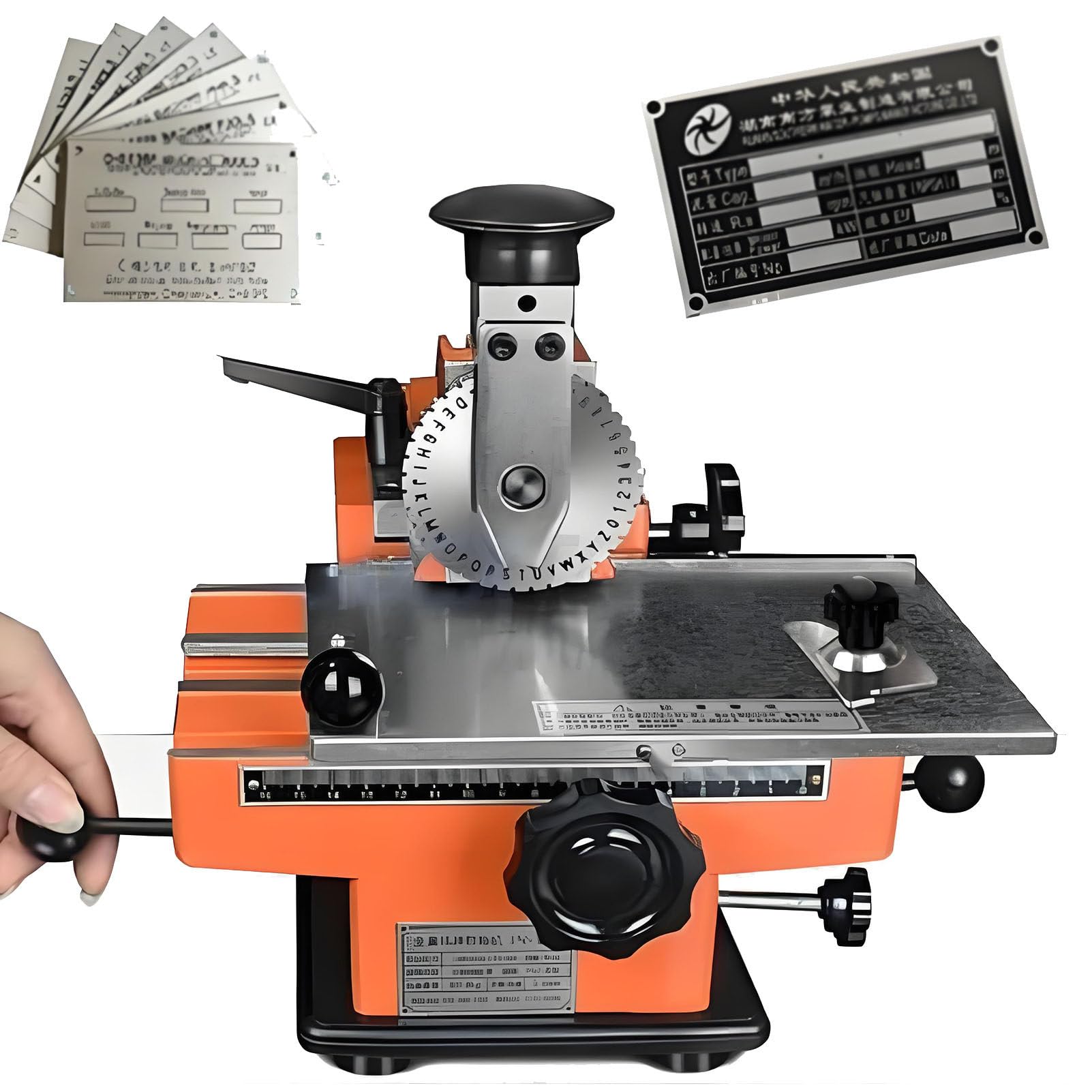 Macchina per marcatura semiautomatica da tavolo di piccole dimensioni, strumento per incidere targhette metalliche, stampante per insegne, etichettatrice per tessere identificative per cani 6mm