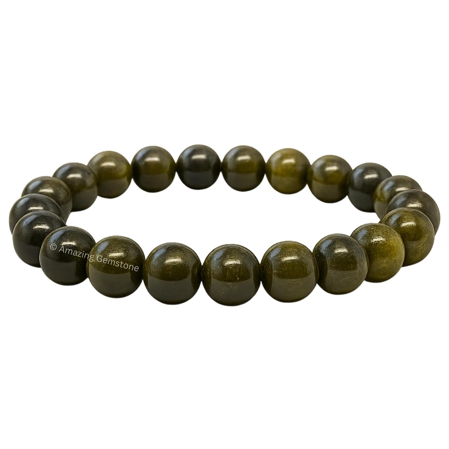 Amazing Gemstone Golden Sheen Obsidian Crystal Bracelet for Women Men's Gifts - Protection Healing Crystal Bracelet - 8mm Gemstone Beaded Stretchable Bracelet Pulseras Para...