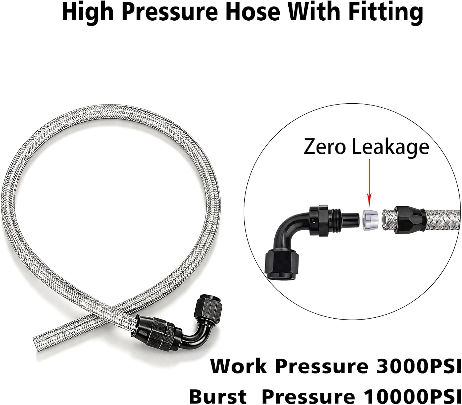 6AN Power Steering Pump Hose Kit 25Inch Leak-Proof High/Low Pressure Line Compatible with Chevy C10 LS Swap & GM Type II Power Steering Pump