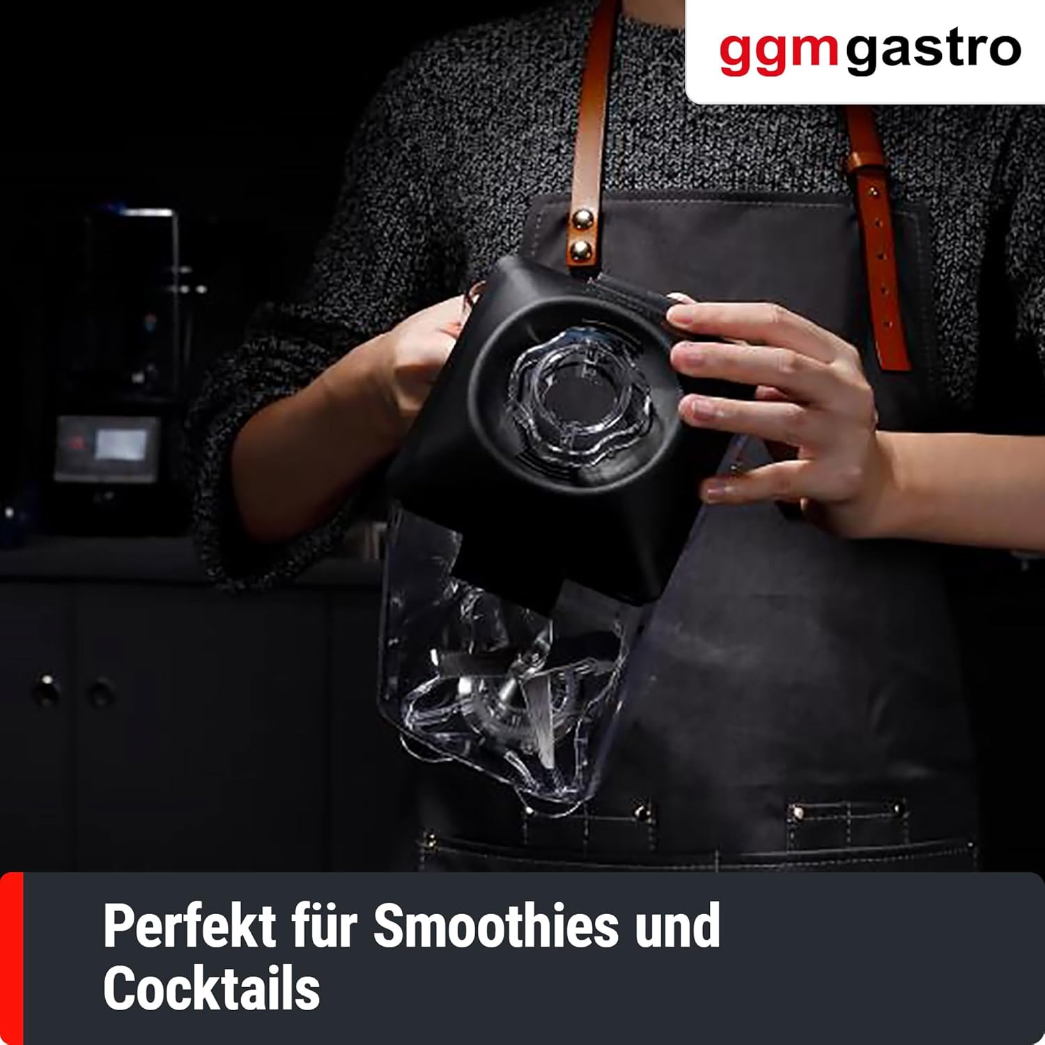 Person placing lid on blender jar