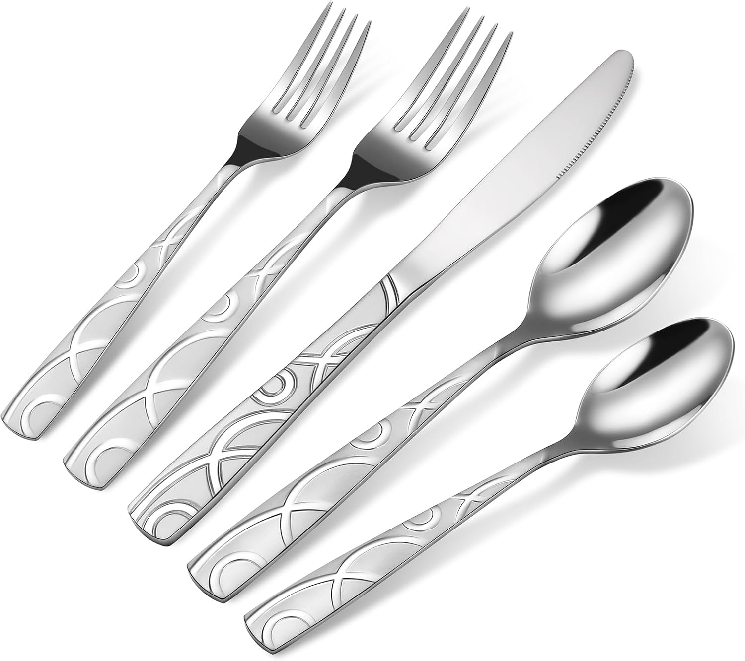 20PCS Silverware Set Service for 4, Premium 18/0 Stainless Steel Cutlery Set, Mirror Polished Flatware, Modern Kitchen Eating Utensils for Home, Restaurant, Wedding, Party