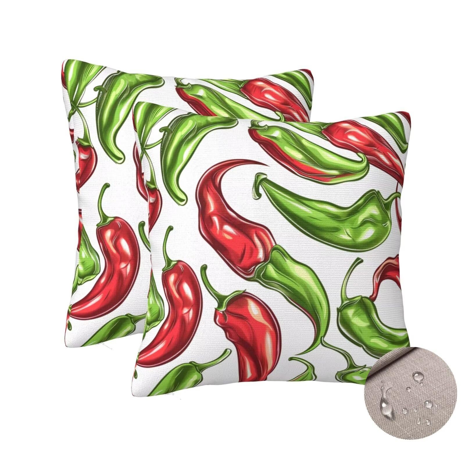 Housses de coussin exterieur impermeable 60x60 motif poivron pour deco salon de jardin