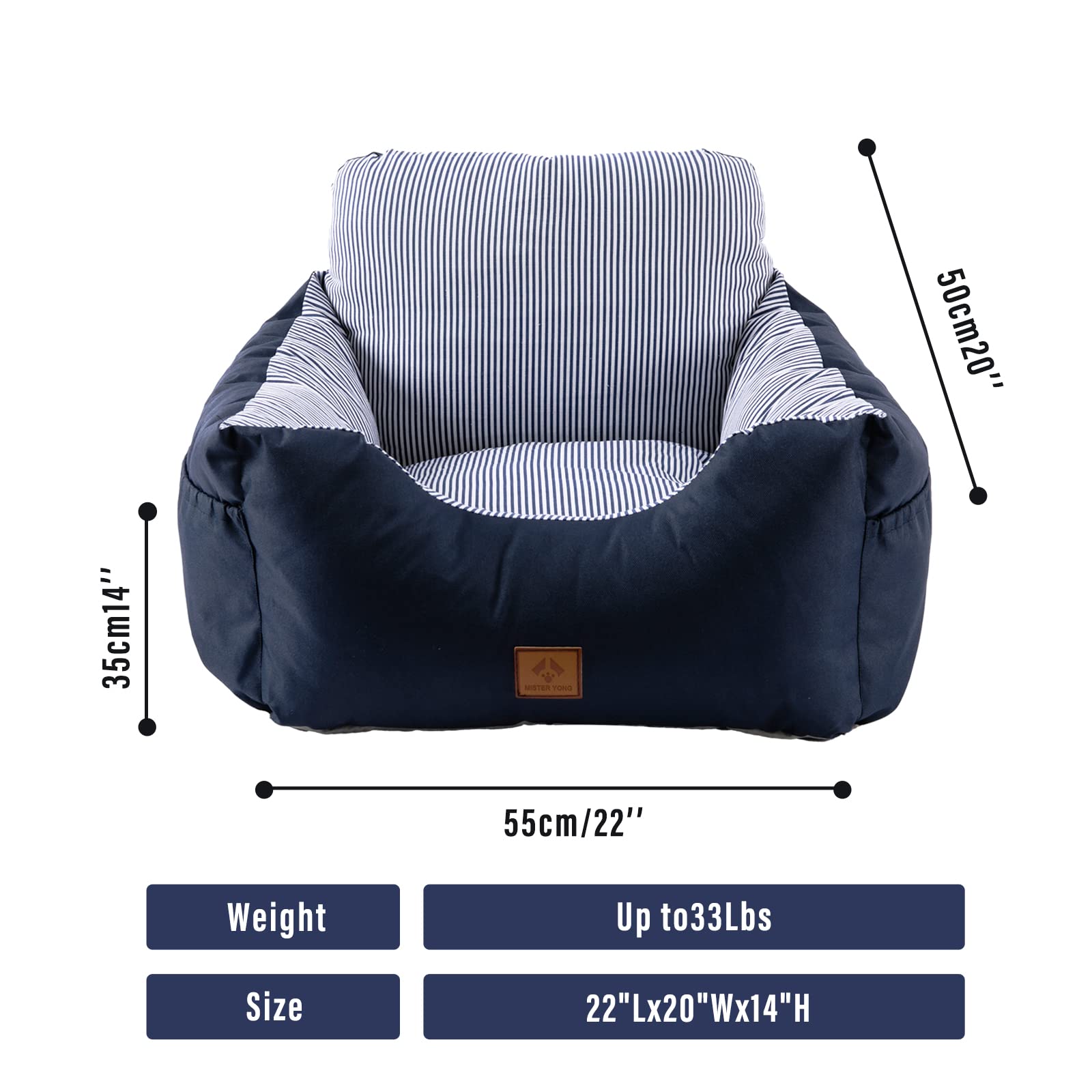 Asiento Perro Coche Pequeño Mediano,Asiento Elevador de Coche para Perros y Gatos,Asiento de Seguridad para Mascotas con Bolsa de Almacenamiento de Arnés, se Puede Desmontar y Limpiar fácilmente