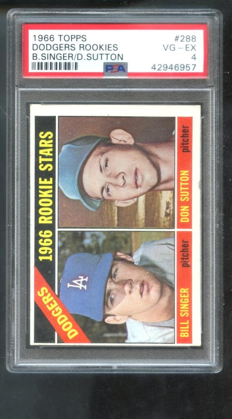 1966 Topps #288 Los Angeles Dodgers Rookie Stars Don Sutton Bill Singer PSA 4 Graded Baseball Card