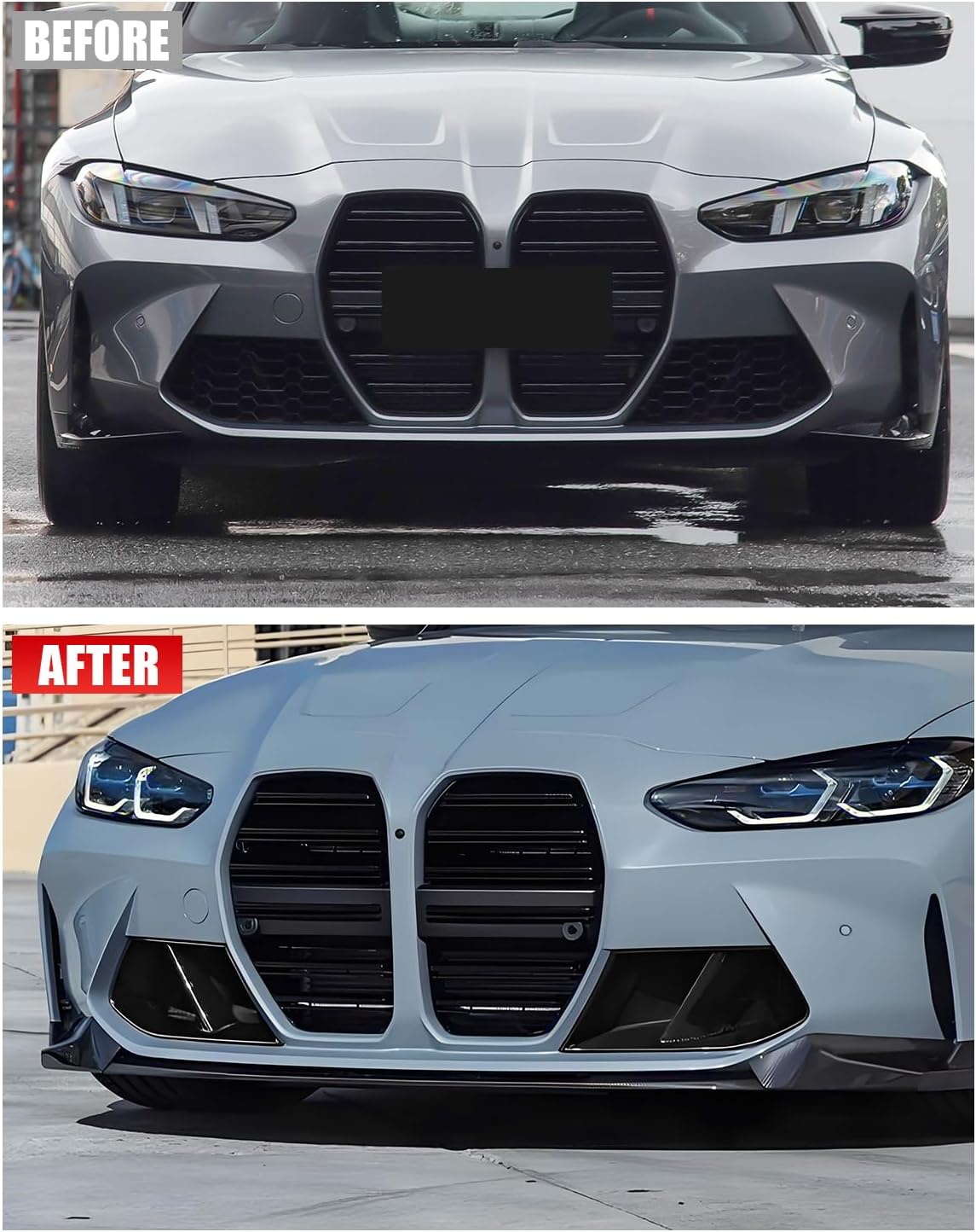 Front Bumper Air Duct Grille Cover for BMW G80 G82 M3 M4 2021-2025, Fog Light Lamp Hood Intake Frame Cover Grille Replacement Decoration Accessories-Glossy Black