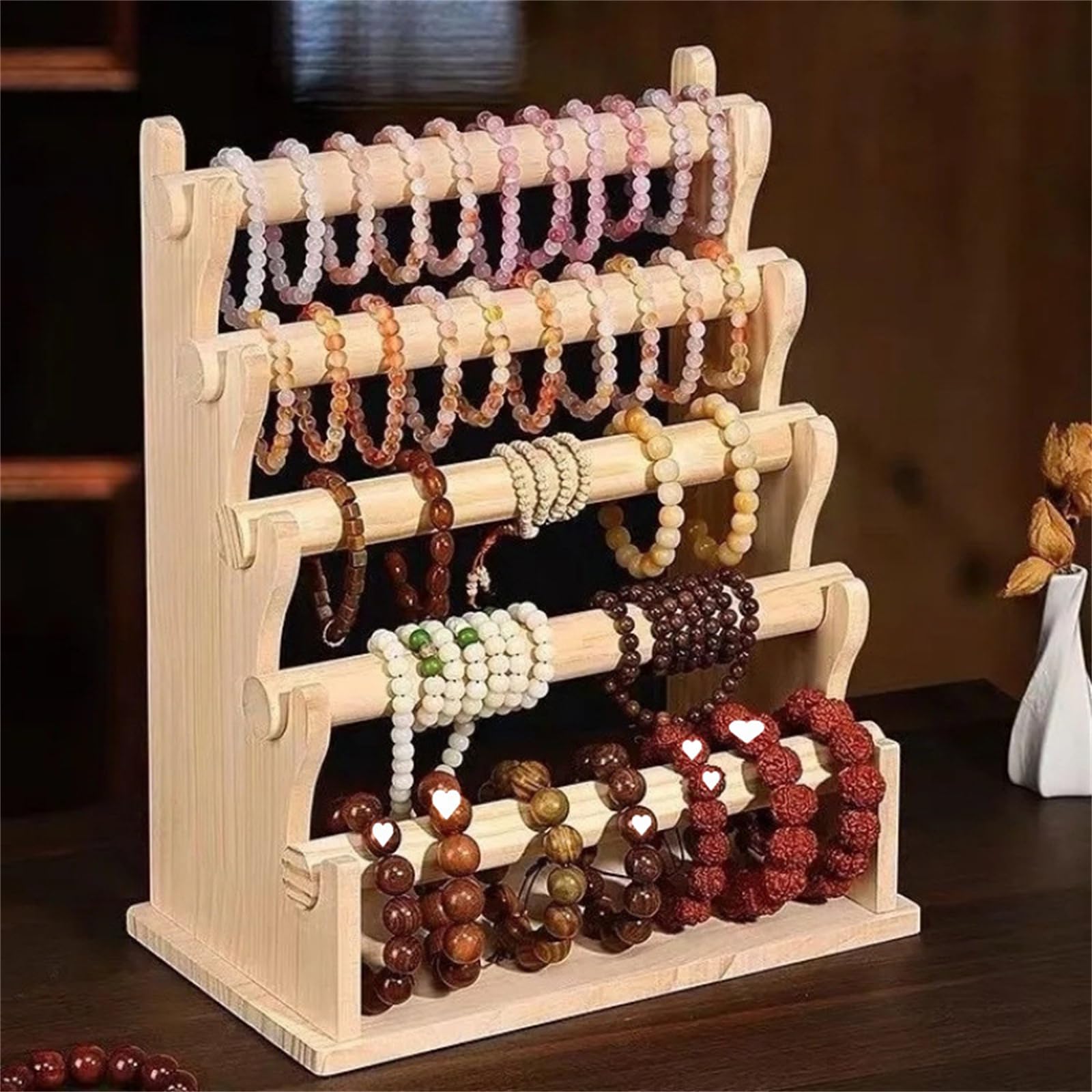 Vielseitiger Holz-Schmuck-Organizer, abnehmbarer, gestufter Armband-Halter, eleganter Präsentationsständer für Armbänder und Armreifen