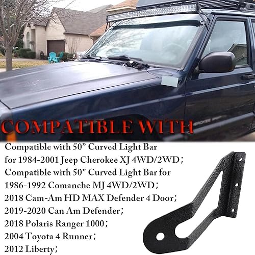 Miniatura 2 de Soportes de parabrisas LED de 50 pulgadas, soporte de barra de luz curvada de 50 pulgadas, soporte de montaje XJ MJ para techoparabrisas superior,