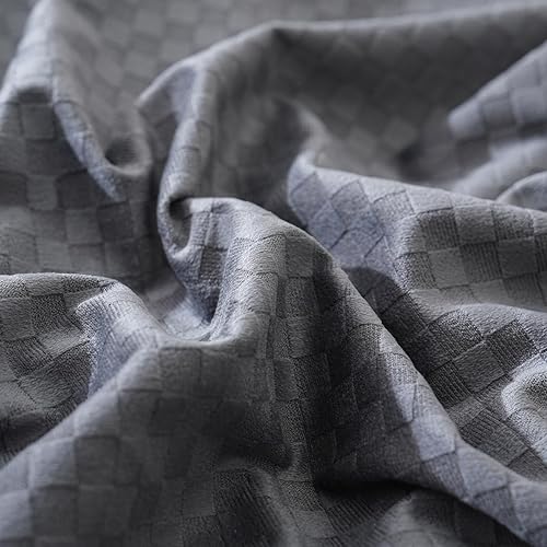 Miniatura 7 de JIAHANNHA Juego de 2 fundas de almohada cuadradas de terciopelo gris oscuro a cuadros de 12 x 20 pulgadas, fundas de cojín cuadradas suaves y