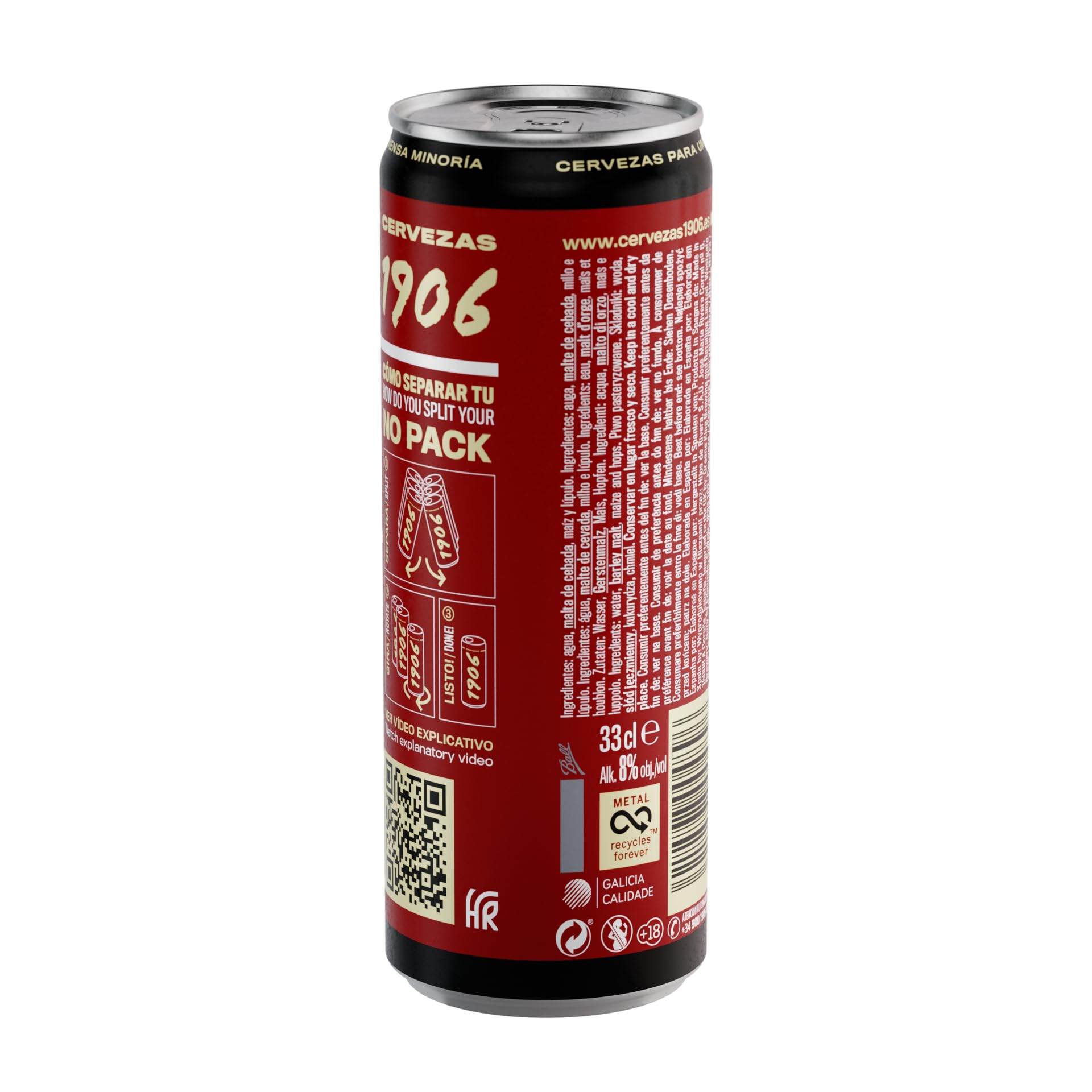1906 - Red Vintage, Cerveza Lager Extra, 24 Latas x 33 cl (Paquete de 2)