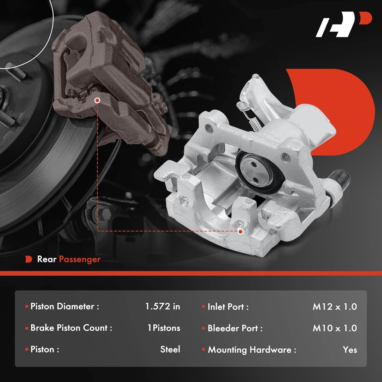 A-Premium Disc Brake Caliper Assembly with Bracket Compatible with Saab 9-3 2003 2004 2005 - Rear Right Passenger