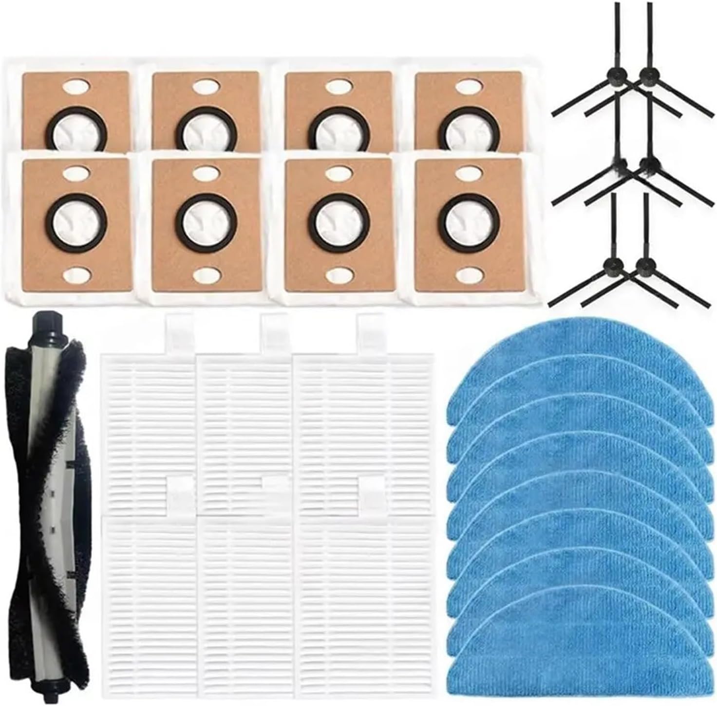 Compatible for ILIFE A30 Pro, Main Roller Side Brush Filter Mop Cloth and Dust Bag Set for Vacuum Cleaner Replacement Part