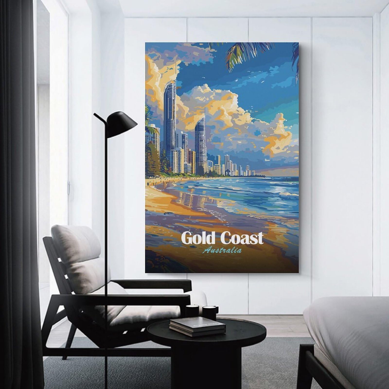 Junmoney Gold Coast Australia Beach Skyline Room Decor Wall Art, 20x30inch(50x75cm), for Office, Study Or Home Workspace, A Smart Decor Choice for Study Walls