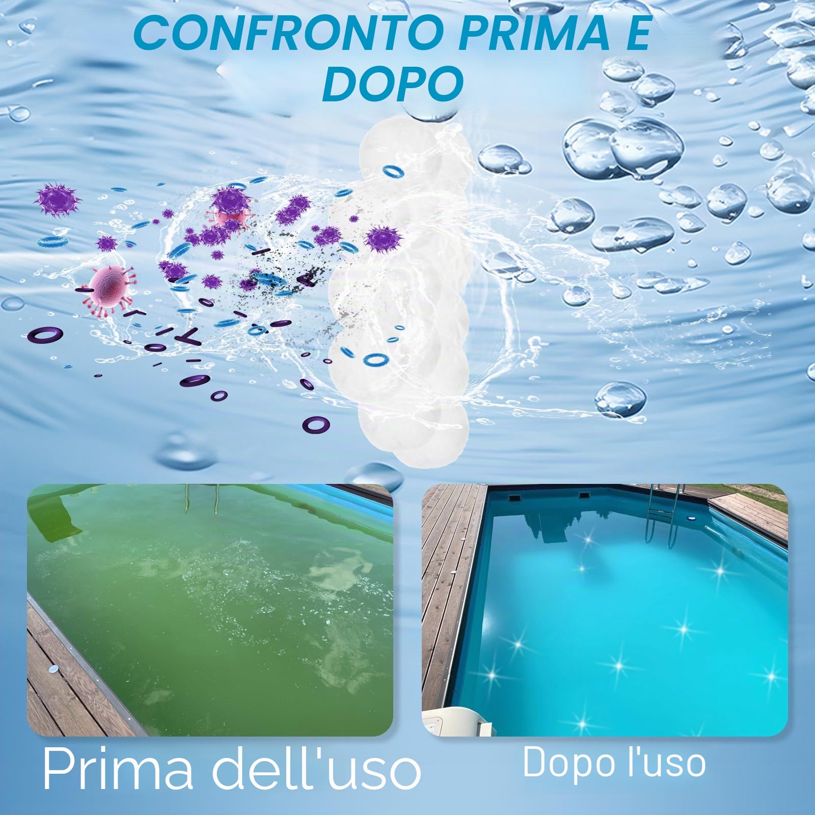 Zikenis 700 g Palline filtranti per impianto di filtraggio a Sabbia,700 g di Palline filtranti per Piscina Possono sostituire 25 kg di Sabbia filtrante,per Convient à Divers SystèMes De Filtration