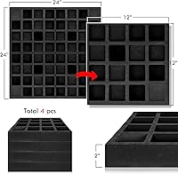 Vista 2 de 4pcs EVA Acoustic Diffusers 12"x12"x2" (Total 24"x24"x2"), Waffle Style Sound Diffuser Panels for Home Studio and Wall Art, QRD Room Acoustic Negro