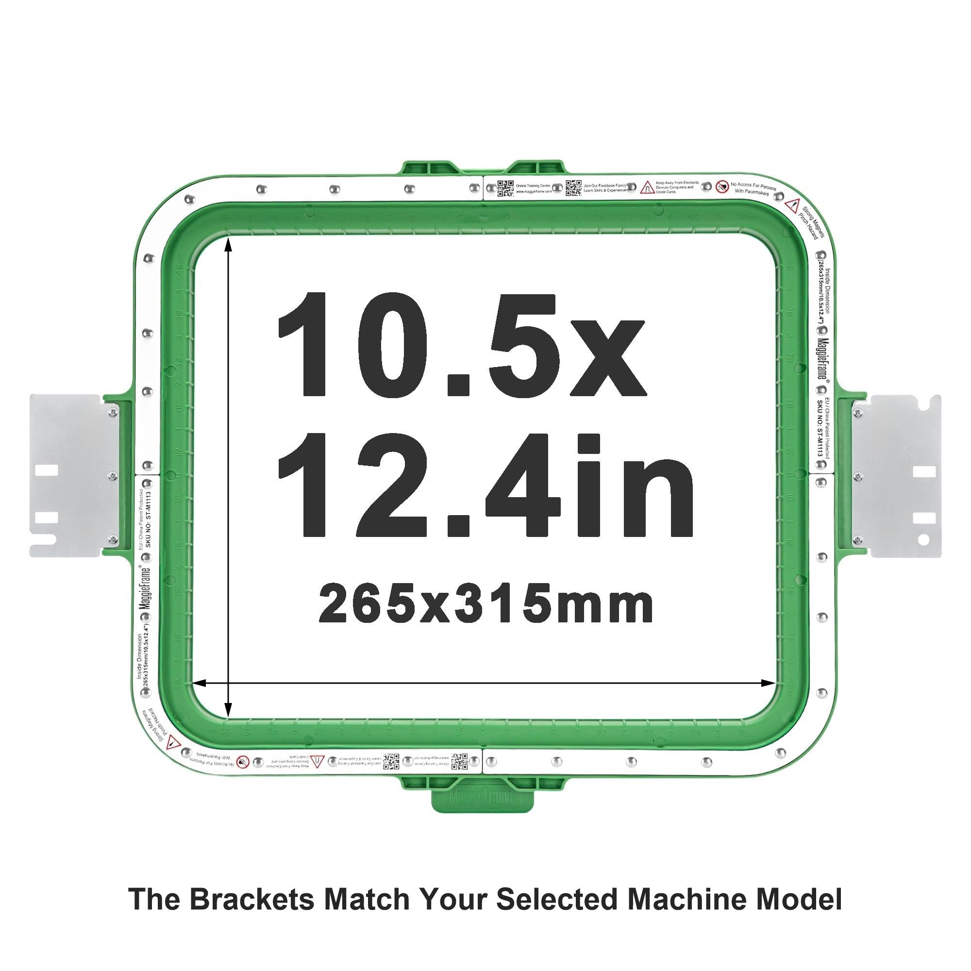 Brewland Bastidor de bordado magnético 265x315mm para Melco SUMMIT EMT16 X | Compatible con Melco Amaya, EMT16; 10.5x12.4inch