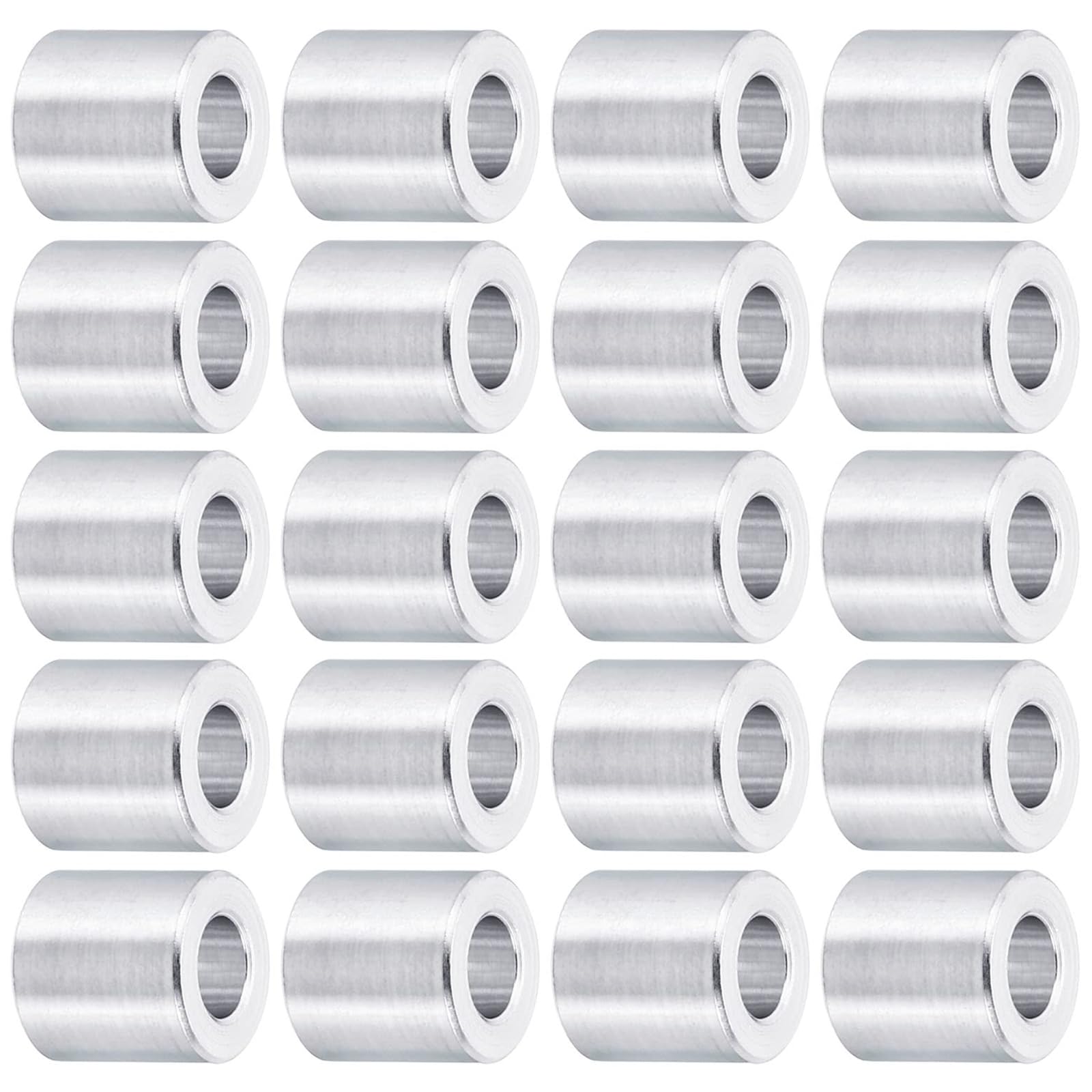 TOP-VIGOR 20Pcs M5 Aluminum Spacer, 5.2mm ID x 10mm OD x 10mm Length Metal Spacer