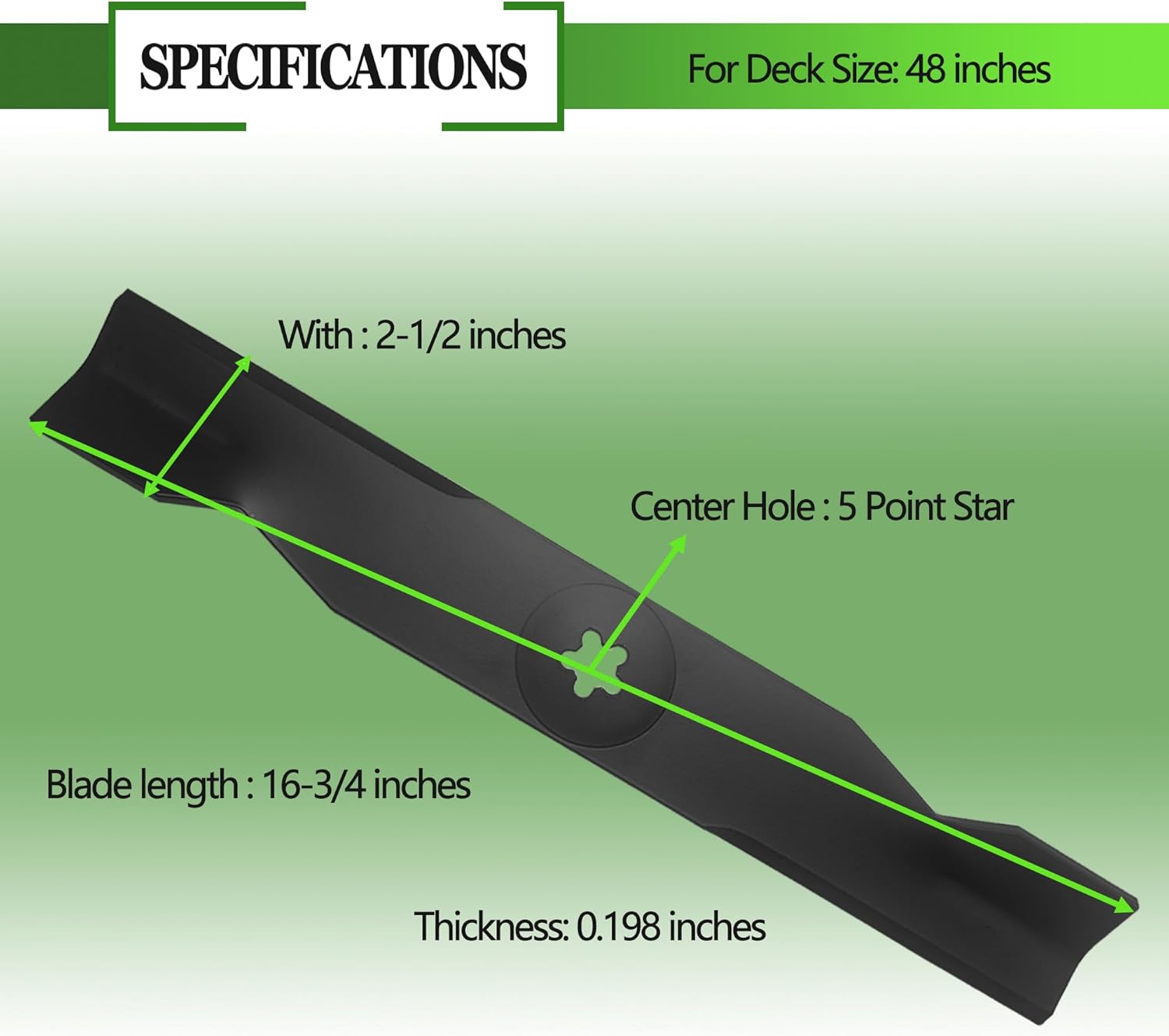 3 Pack Lawn Mower Blades 48 Inch Compatible with Husqvarna YTH24V48 YTH2348 YTH24K48 YTA24V48 Craftsman Poulan High Lift Mulching Blades Replaces 173920, 180054, 532180554, 575938201, 532173920