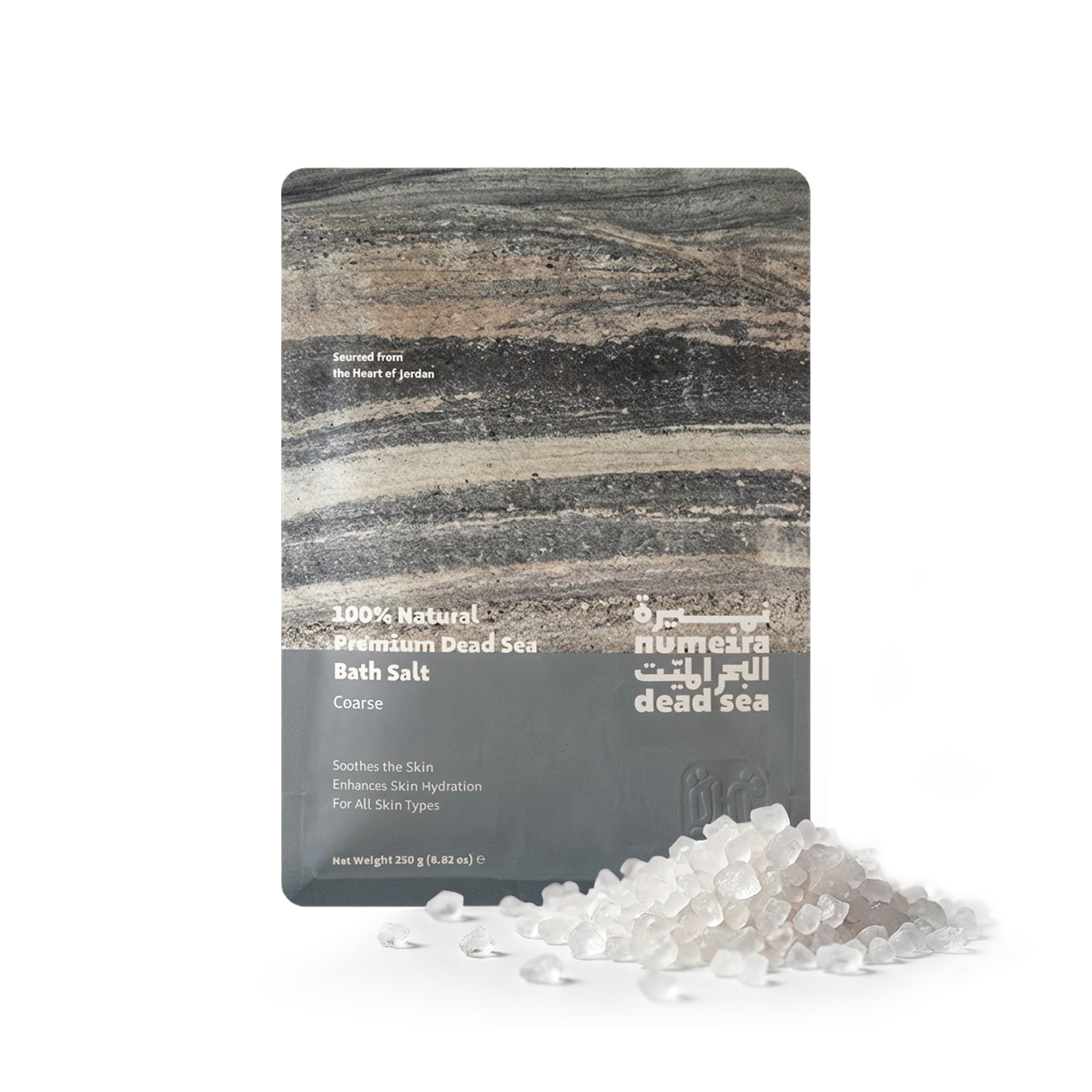 Sól do kąpieli z Morza Martwego, naturalnie zbierana sól do kąpieli z Morza Martwego, sól do kąpieli i relaksu z Jordanii, 250 g, nieperfumowana gruba sól morska