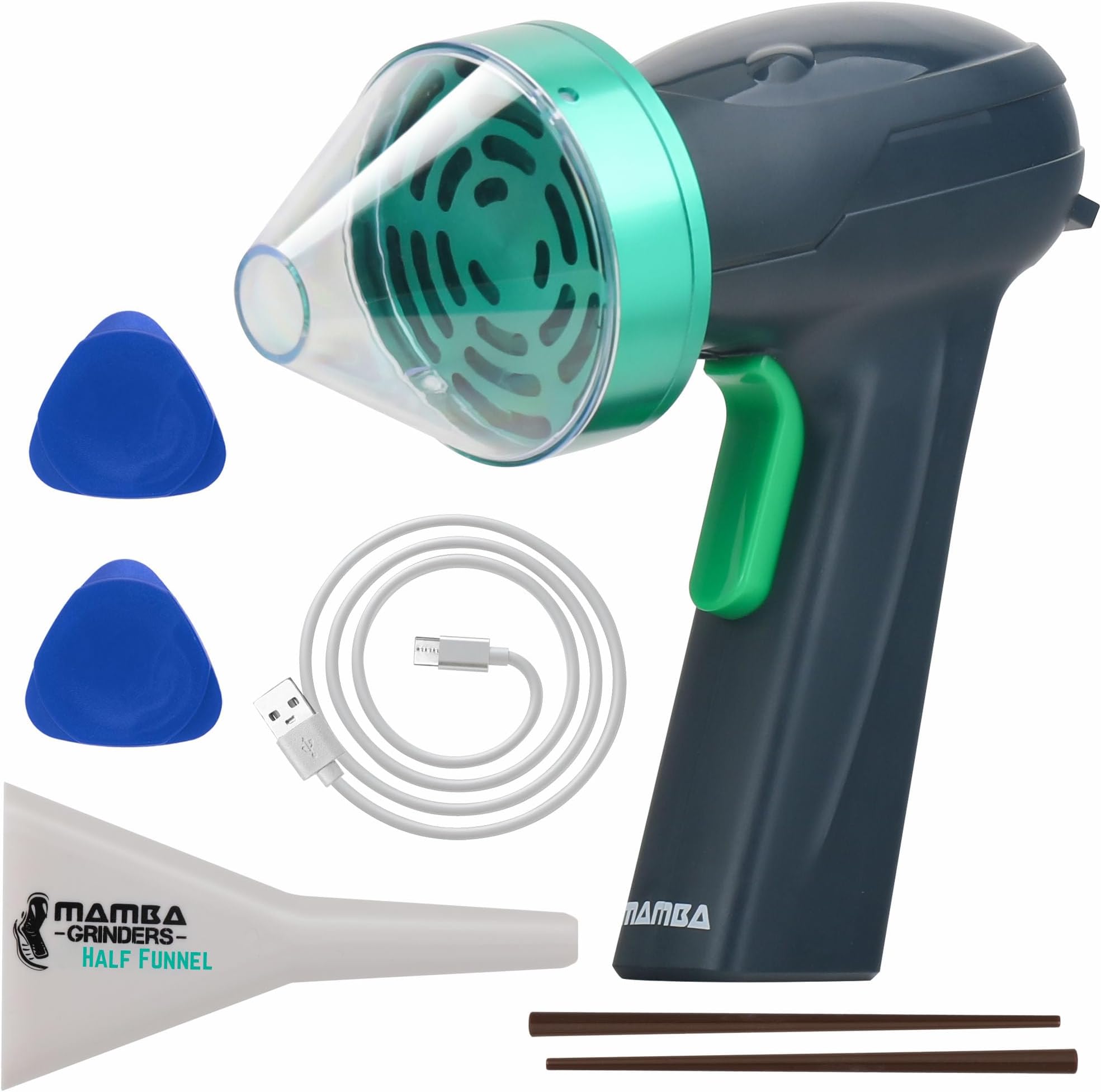 Mamba Monster 3.5g Green USB Electric Herb Grinder. Large Capacity Portable Metal Herbal Machine & Spice Mill for the Kitchen