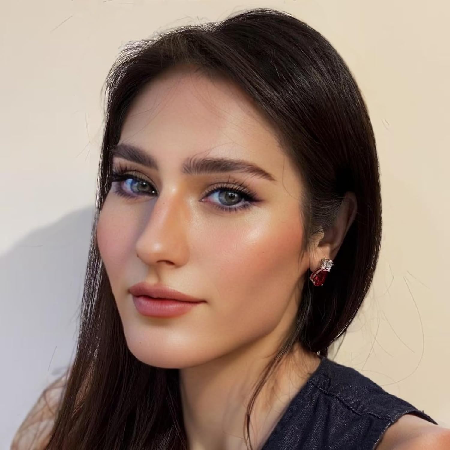 RIZILIA Teardrop Stud Pierced Earrings with Pear Cut CZ [5 Colors available] in White Gold Plated, Simple Modern Elegant - Image 3