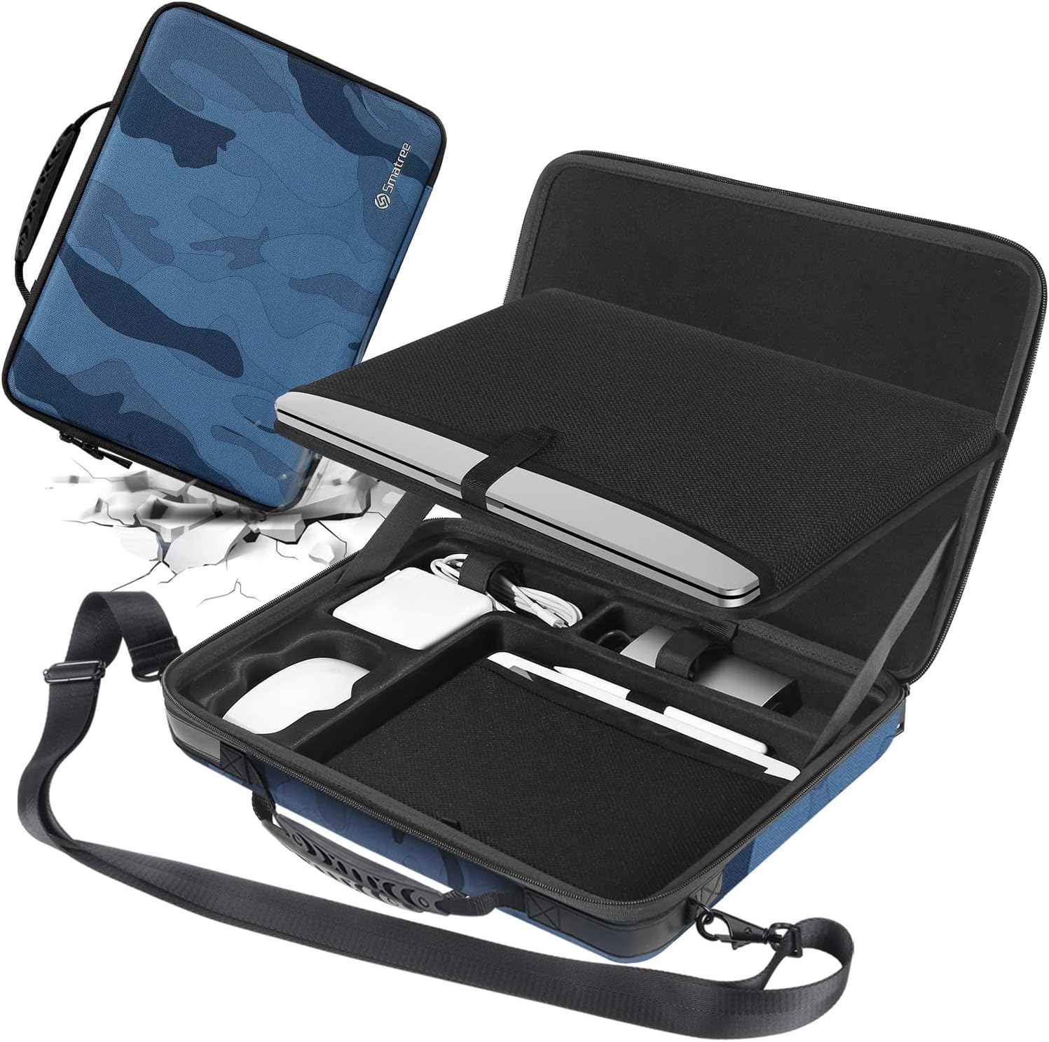 Smatree MacBook Pro 16 inch Hard Sleeve, 16inch MacBook Pro Carrying Case, MacBook pro 16 inch & 9.7-11inch iPad Pro Bag, Laptop and ipad Carring Case, Blue (Not Fit with 16.2inch MacBook Pro 2023
