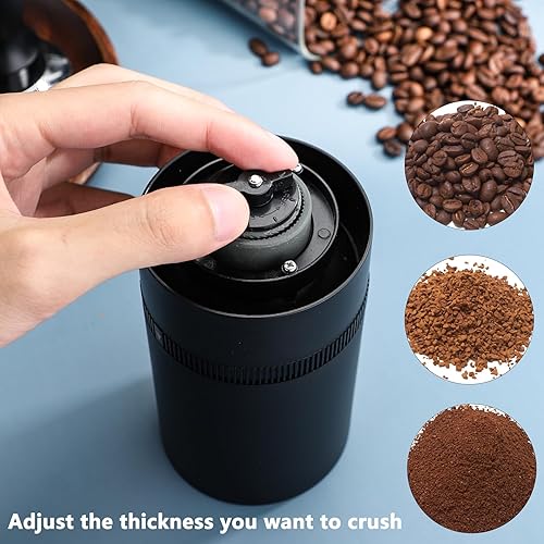 Miniatura 6 de Molinillo de café eléctrico con rebabas cónicas de acero inoxidable, portátil, molinillo de café compacto con ajustes ajustables precisos (blanco)