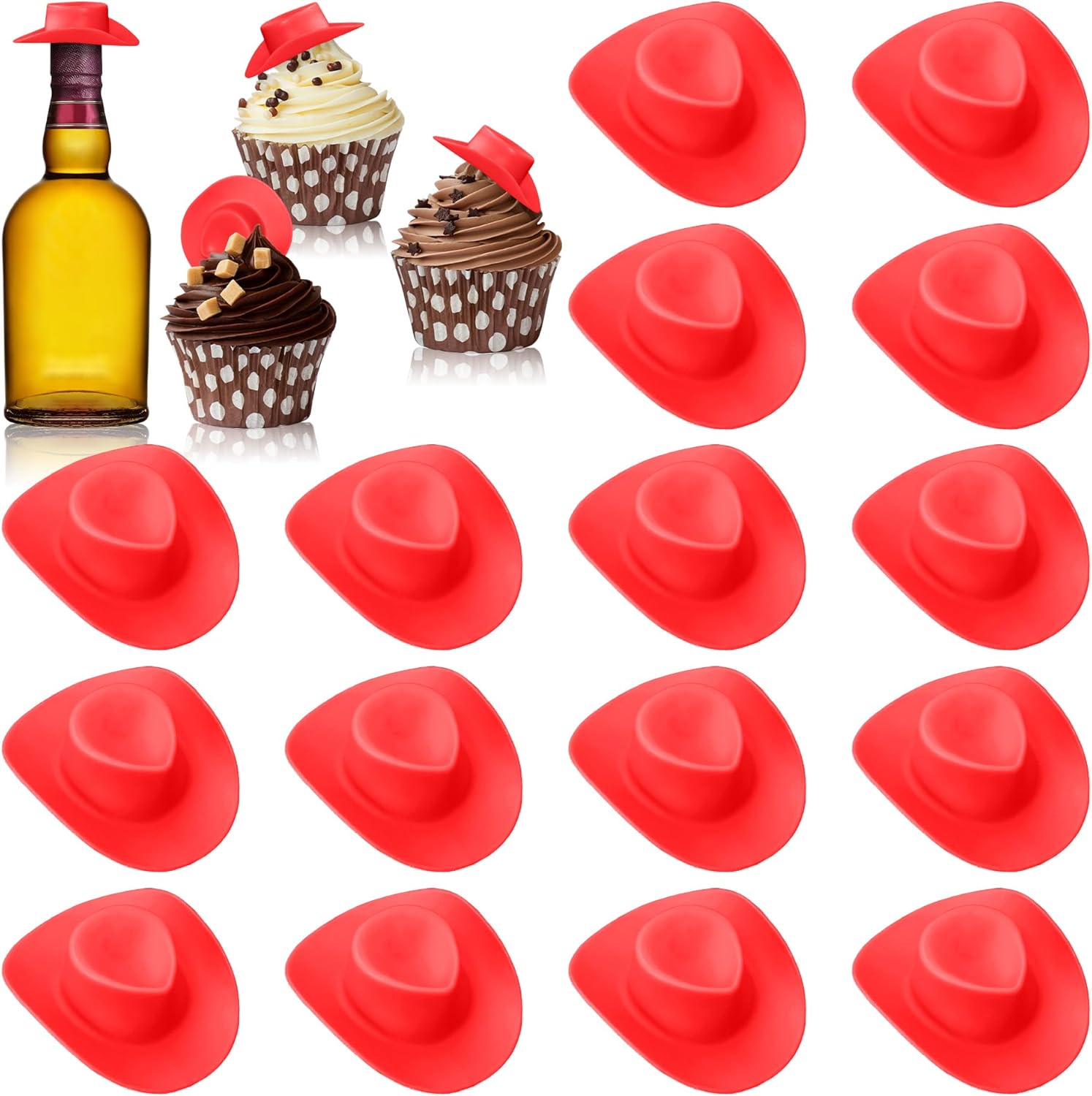 30 Pcs Plastic Mini Western Cowboy Cowgirl Hats Miniature Hats for Crafts, Party, Dollhouse Decoration