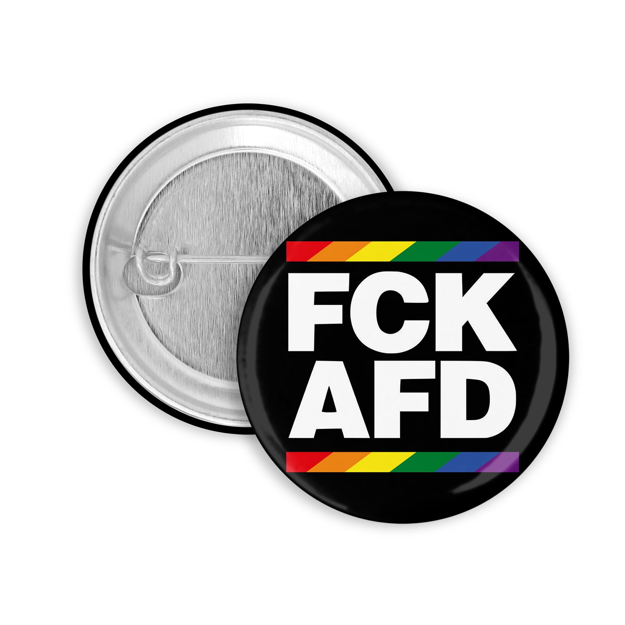 3x FCK AFD Regenbogen Button | 25mm