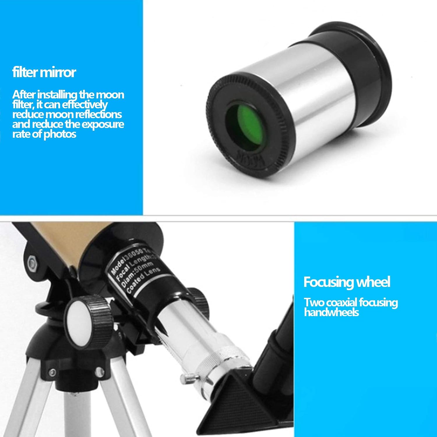 Space Astronomical Telescope for Kids 18x-60x monocular Telescope 1.5X Extender Eyepiece (H6 H20) Optical Lens Sturdy and Suitable for City Night Scenes Watching Animals