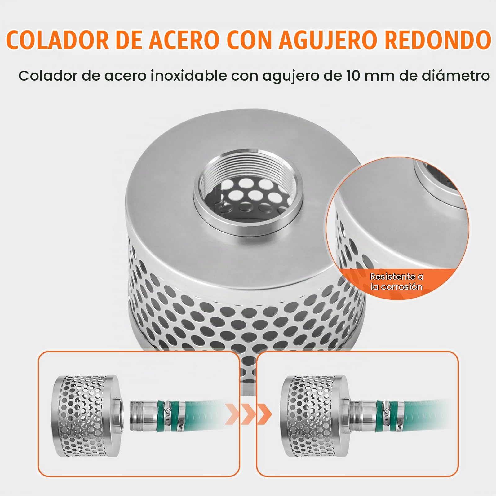VEVOR Kit de Manguera de Succión para Bomba con Manguera de Retrolavado Azul de 50,80mmx15,24m, Manguera de Succión Verde de 6,1 m y Filtro de Orificio Redondo de Acero, Levas, Abrazaderas, Adaptador