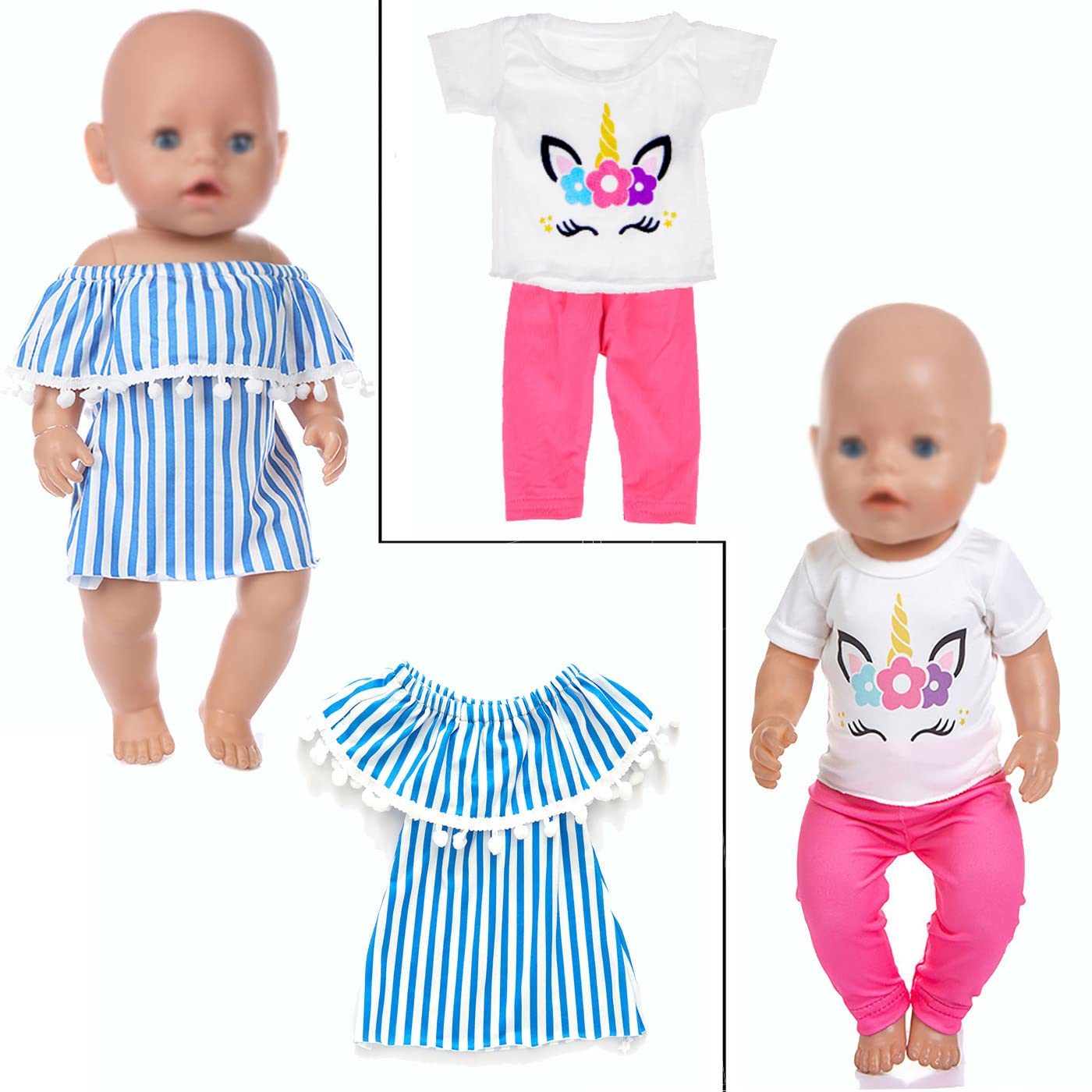 ebuddy - Juego de 10 ropa para muñecas de bebé de 14 a 16 pulgadas, muñecas de ebuddy - Juego de 10 ropa para muñecas de bebé de 14 a 16 pulgadas, muñecas de
