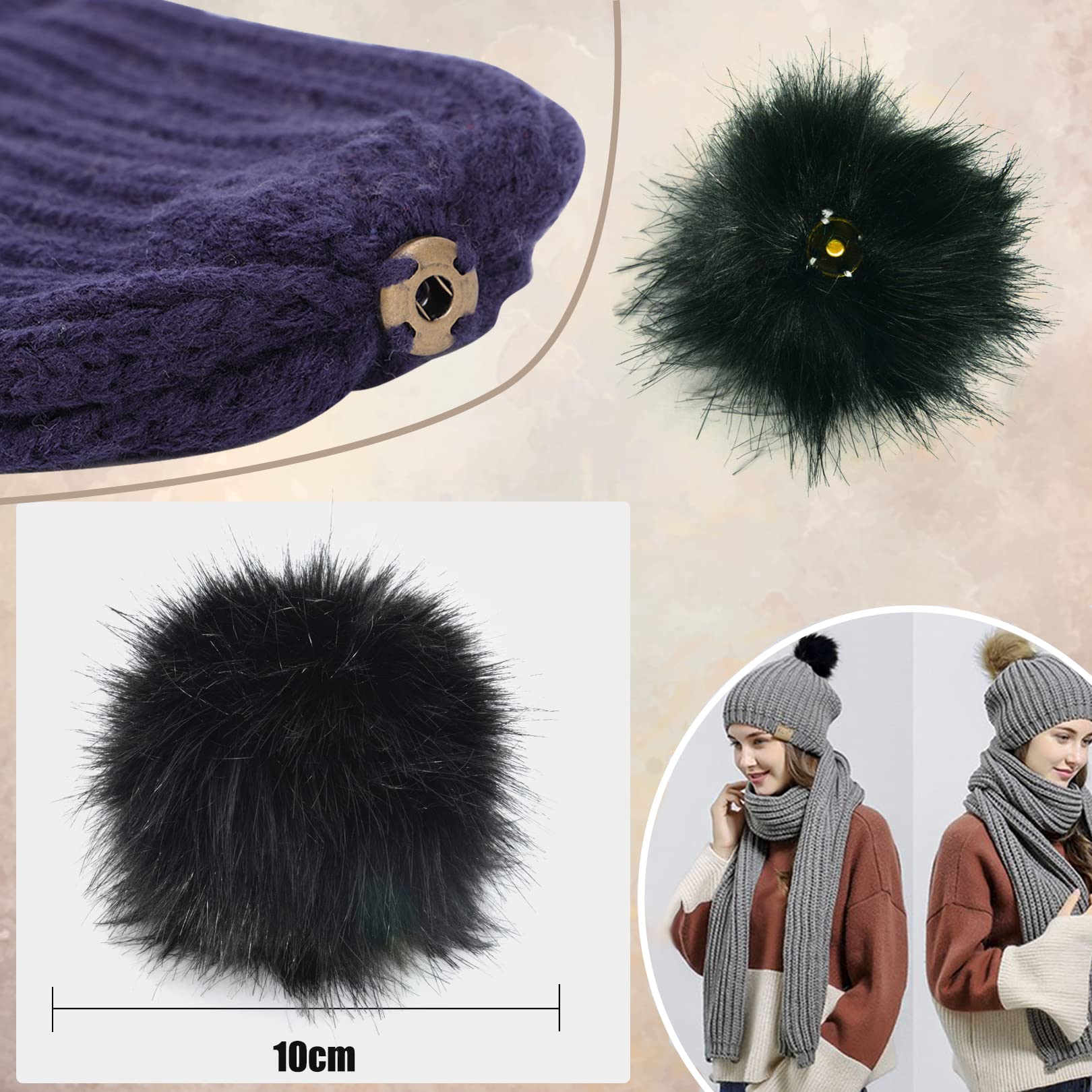12 Pompon In Pelliccia Sintetica - 8 Cm - Portachiavi O Decorazione Per Cappelli E Vestiti